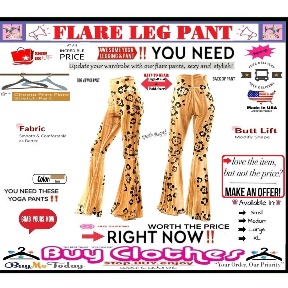 π BOTTOM Fold Graphic β DYE π LEGGING PANT Print FLARE LEG Cheetah πΈ BUY NOW - Picture 10 of 16